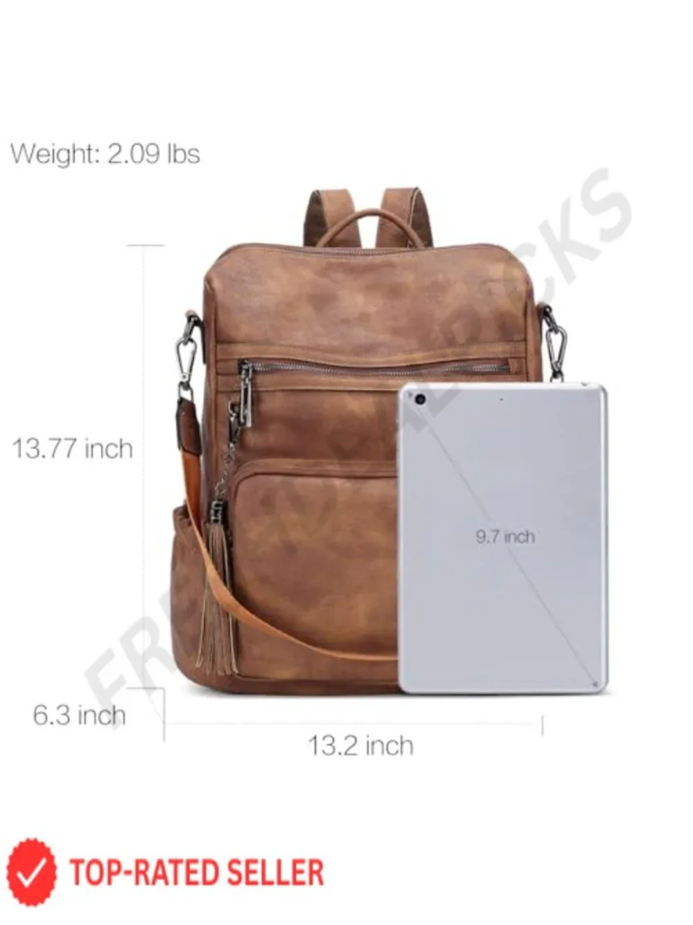 Vegan Leather Fashion Backpack for Women with Tassel